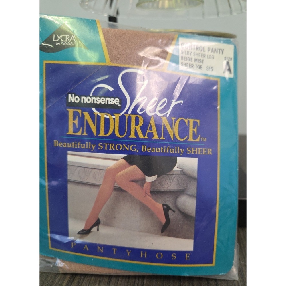No Nonsense Sheer Endurance Control Top Pantyhose Beige Mist Sheer Toe Sz A SF5